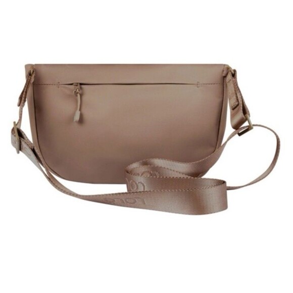 LOLE Crossbody Bag Womens Brown Beige Lightweight Nylon Everyday Flap Pocket - Picture 1 of 12